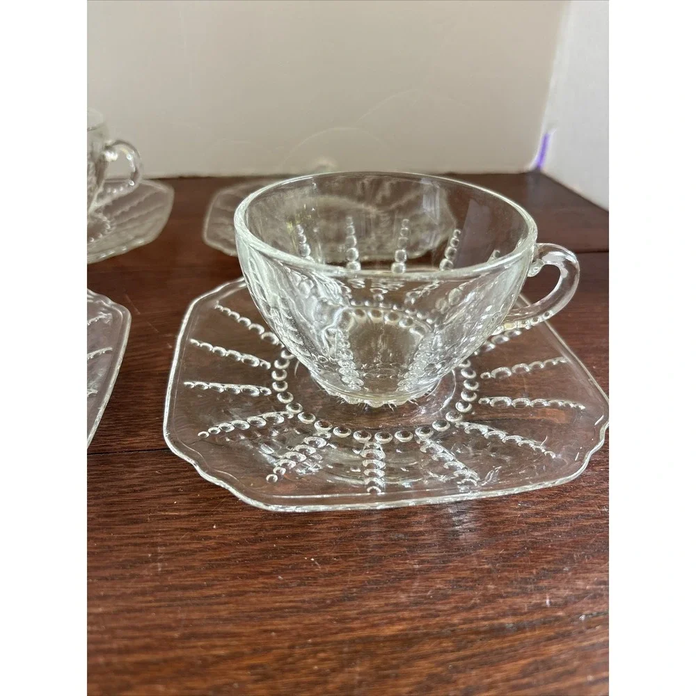 VTG Federal Glass Teacup, Saucer And Desert Plate‎ Columbia 1940s Depression 2